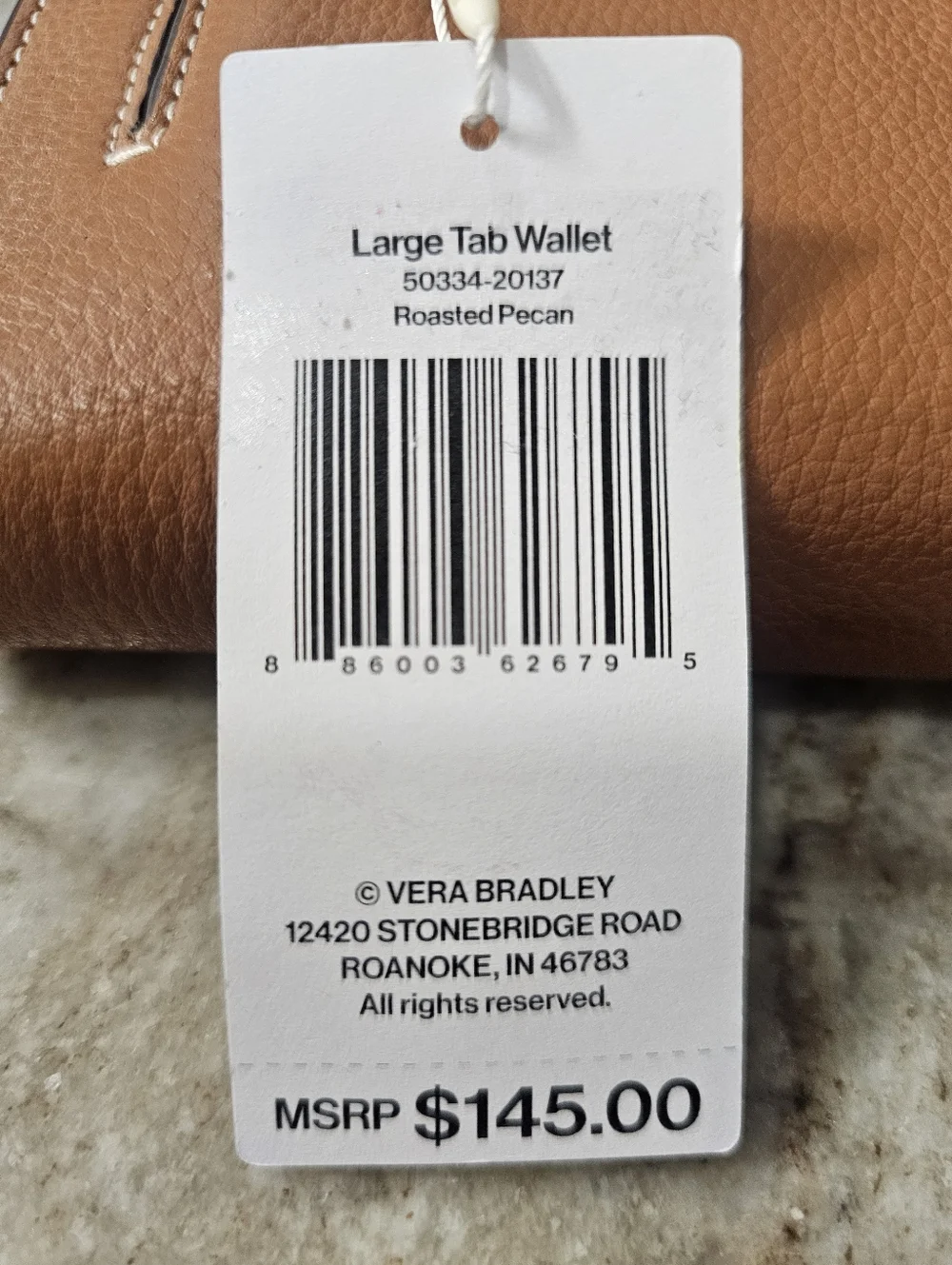 Vera Bradley Roasted Pecan Leather Large Tab Wallet NWT MSRP $145 - Picture 3 of 15